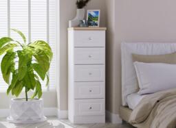 Texas 5-Drawer Tall Boy - White