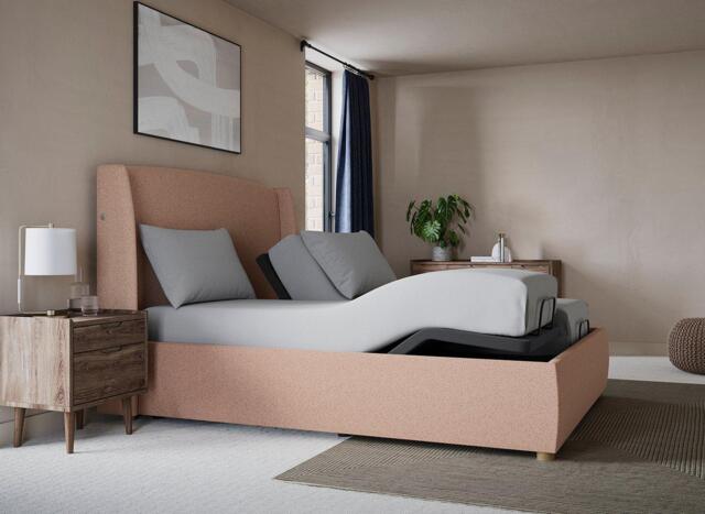 TEMPUR® Linford Ergomotion Adjustable Upholstered Bed Frame - 5'0 King - Pink - image 1