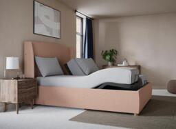 TEMPUR® Linford Ergomotion Adjustable Upholstered Bed Frame - 5'0 King - Pink - thumbnail 1