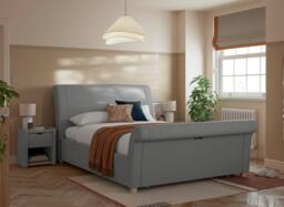 Delaware Upholstered Sleigh Bed Frame - 4'6 Double - Grey