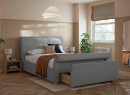 Delaware Upholstered Sleigh Bed Frame - 4'6 Double - Grey - thumbnail 2