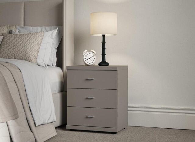 Dover 3-Drawer Bedside - Grey