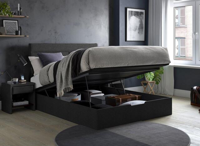 Sutton Upholstered Ottoman Bed Frame - 5'0 King - Grey - image 1