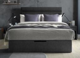Sutton Upholstered Ottoman Bed Frame - 5'0 King - Grey - thumbnail 3