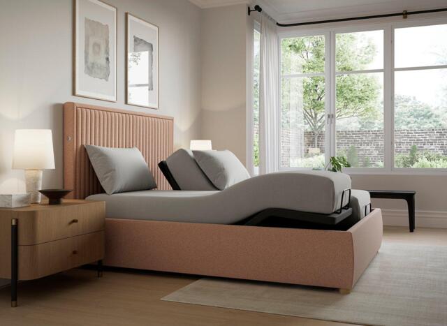 TEMPUR® Duxford Ergomotion Adjustable Upholstered Bed Frame - 5'0 King - Pink - image 1