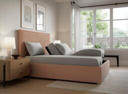 TEMPUR® Duxford Ergomotion Adjustable Upholstered Bed Frame - 5'0 King - Pink - thumbnail 2