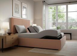 TEMPUR® Duxford Ergomotion Adjustable Upholstered Bed Frame - 5'0 King - Pink - thumbnail 1