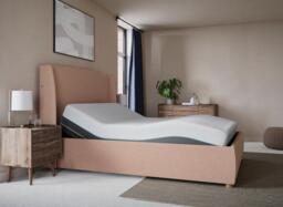 TEMPUR® Linford Sleepmotion Adjustable Upholstered Bed Frame - 6'0 Super king - Pink - thumbnail 1