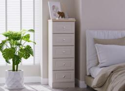 Texas 5-Drawer Tall Boy - Cream - thumbnail 1