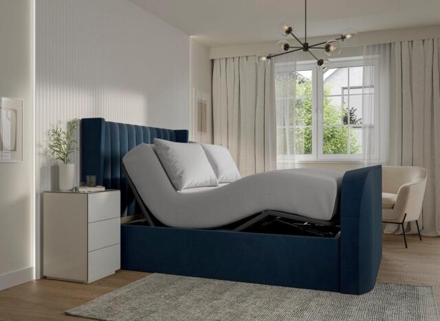 Foley Adjustable TV Bed - 6'0 Super king - Blue - image 1