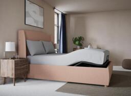 TEMPUR® Linford Ergomotion Adjustable Upholstered Bed Frame - 5'0 King - Pink - thumbnail 2