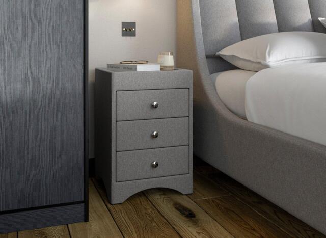 Camden / Enzo Upholstered Bedside Table - Grey