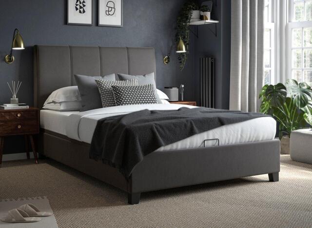 Francesca Upholstered Ottoman Bed Frame - 5'0 King - Grey - image 1