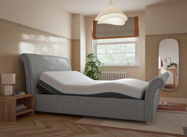 Delaware Sleepmotion Adjustable Upholstered Bed Frame - 4'6 Double - Grey - image 1