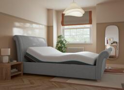 Delaware Sleepmotion Adjustable Upholstered Bed Frame - 4'6 Double - Grey - thumbnail 1