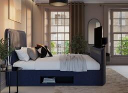 Alexis TV Bed - 4'6 Double - Blue - thumbnail 3
