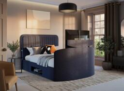Alexis TV Bed - 4'6 Double - Blue - thumbnail 1
