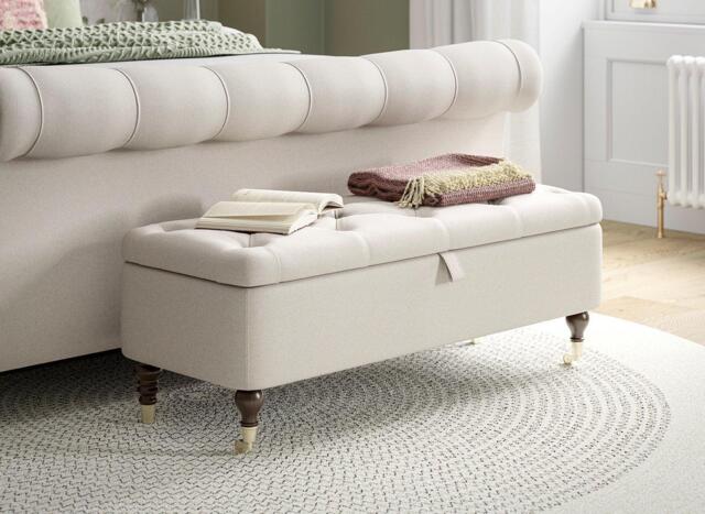Alana Upholstered Blanket Box - Cream