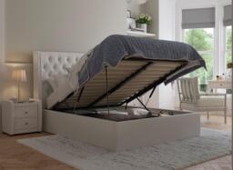 Deacon Upholstered Ottoman Bed Frame - 6'0 Super king - Cream - thumbnail 2
