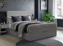 Sutton Upholstered Ottoman Bed Frame - 5'0 King - Silver - thumbnail 2