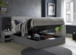 Sutton Upholstered Ottoman Bed Frame - 5'0 King - Silver - thumbnail 1