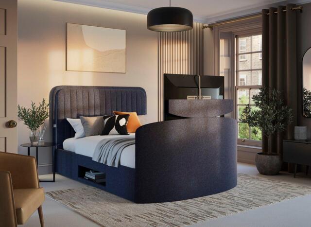 Alexis TV Bed - 6'0 Super king - Blue - image 1