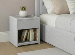 Robyn Upholstered USB Charging Bedside Table - Grey - thumbnail 1