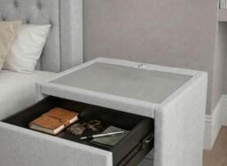 Robyn Upholstered USB Charging Bedside Table - Grey - thumbnail 2