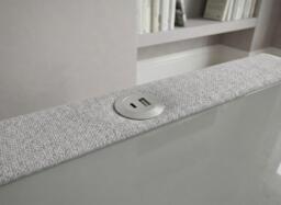Robyn Upholstered USB Charging Bedside Table - Grey - thumbnail 3