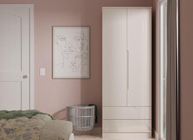 Houston 2-Door 2-Drawer Wardrobe - Brown - image 1