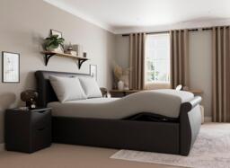 Lucia Ergomotion Adjustable Upholstered Bed Frame - 4'6 Double - Brown - thumbnail 2