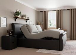 Lucia Ergomotion Adjustable Upholstered Bed Frame - 4'6 Double - Brown - thumbnail 1