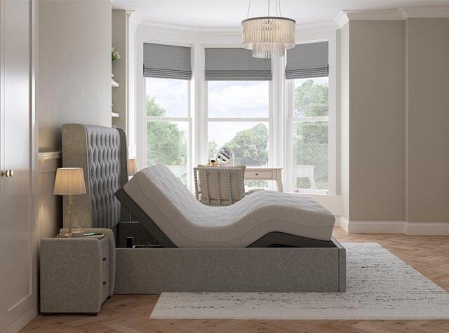 Deacon Sleepmotion Adjustable Upholstered Bed Frame - 5'0 King - Grey - image 1