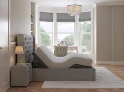 Deacon Sleepmotion Adjustable Upholstered Bed Frame - 5'0 King - Grey - thumbnail 1