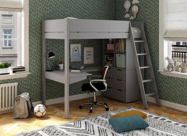 Anderson Desk High Sleeper With Storage - 3'0 Single - Grey - image 1