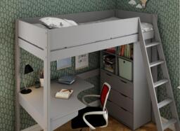 Anderson Desk High Sleeper With Storage - 3'0 Single - Grey - thumbnail 2