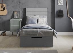Sutton Upholstered Ottoman Bed Frame - 3'0 Single - Silver - thumbnail 3