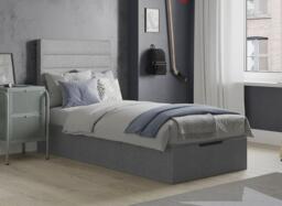 Sutton Upholstered Ottoman Bed Frame - 3'0 Single - Silver