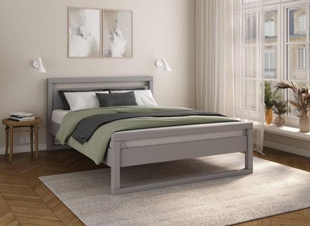 Wellow Wooden Bed Frame - 4'6 Double - Grey - image 1