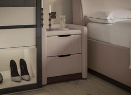 Chloe Velvet-Finish USB Charging Bedside Table - Beige