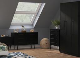 Oregon 2-Door Wardrobe - Black - thumbnail 2