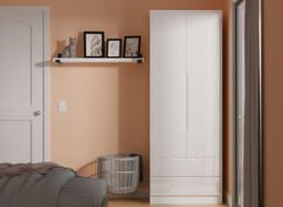 Houston 2-Door 2-Drawer Wardrobe - White - thumbnail 1