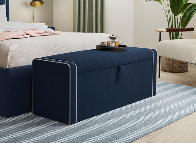 Silentnight Wyatt Upholstered Blanket Box - Blue - image 1