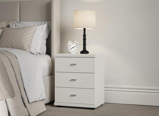 Dover 3-Drawer Bedside - White