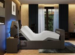 Nocturna Adjustable TV Bed - 4'6 Double - Grey - thumbnail 1