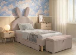 Darcie Upholstered Bunny Storage Box - Pink - thumbnail 3