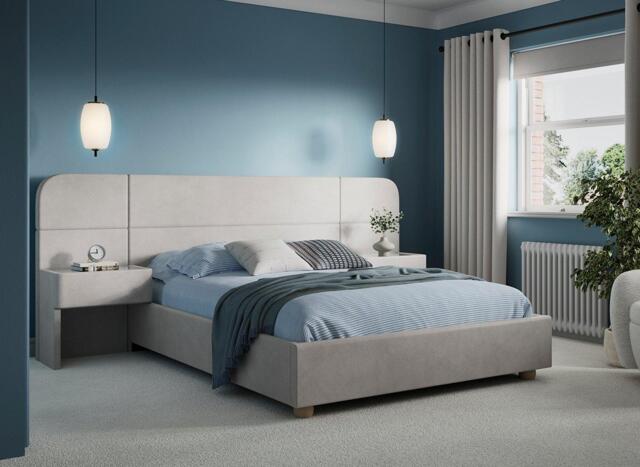 Xavier Upholstered Ottoman Bed Frame with Bedside Tables - 5'0 King - Grey - image 1