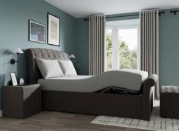 Paris Ergomotion Adjustable Upholstered Bed Frame - 4'6 Double - Grey - thumbnail 2