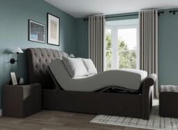 Paris Ergomotion Adjustable Upholstered Bed Frame - 4'6 Double - Grey