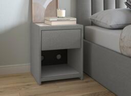 Davies Upholstered Bedside Table - Grey